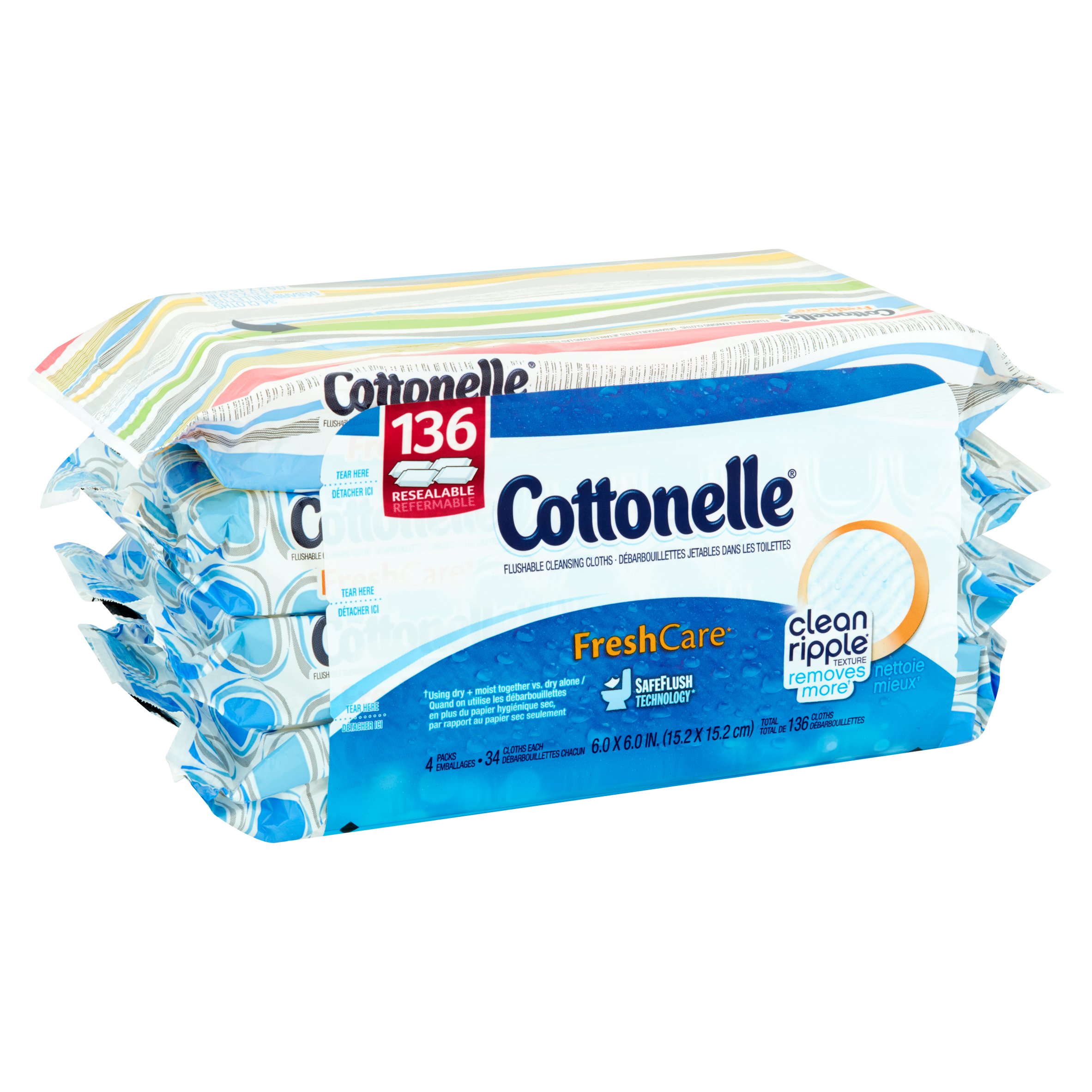 Cottonelle FreshCare Flushable Cleansing Cloths, 136 count, 4 pack - image 3 of 6