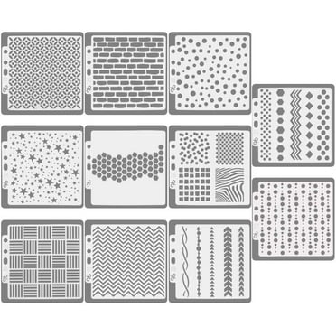 LYTIVAGEN 11 PCS Journal Stencils Set Geometric Design Planner Stencils Reusable Journal Template for Scrapbook, Diary, Writing, Craft Creations (14 * 13 cm)