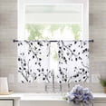 thumbnail image 4 of Sheer Curtains 54 Inches Long, Watercolor Summer Botanical Light Filtering Window Curtains for Living Room/Bedroom, Black Botanical Rod Pocket Voile Sheer Curtain Drapes, 52"W x 54"L, 2 Panels, 4 of 9
