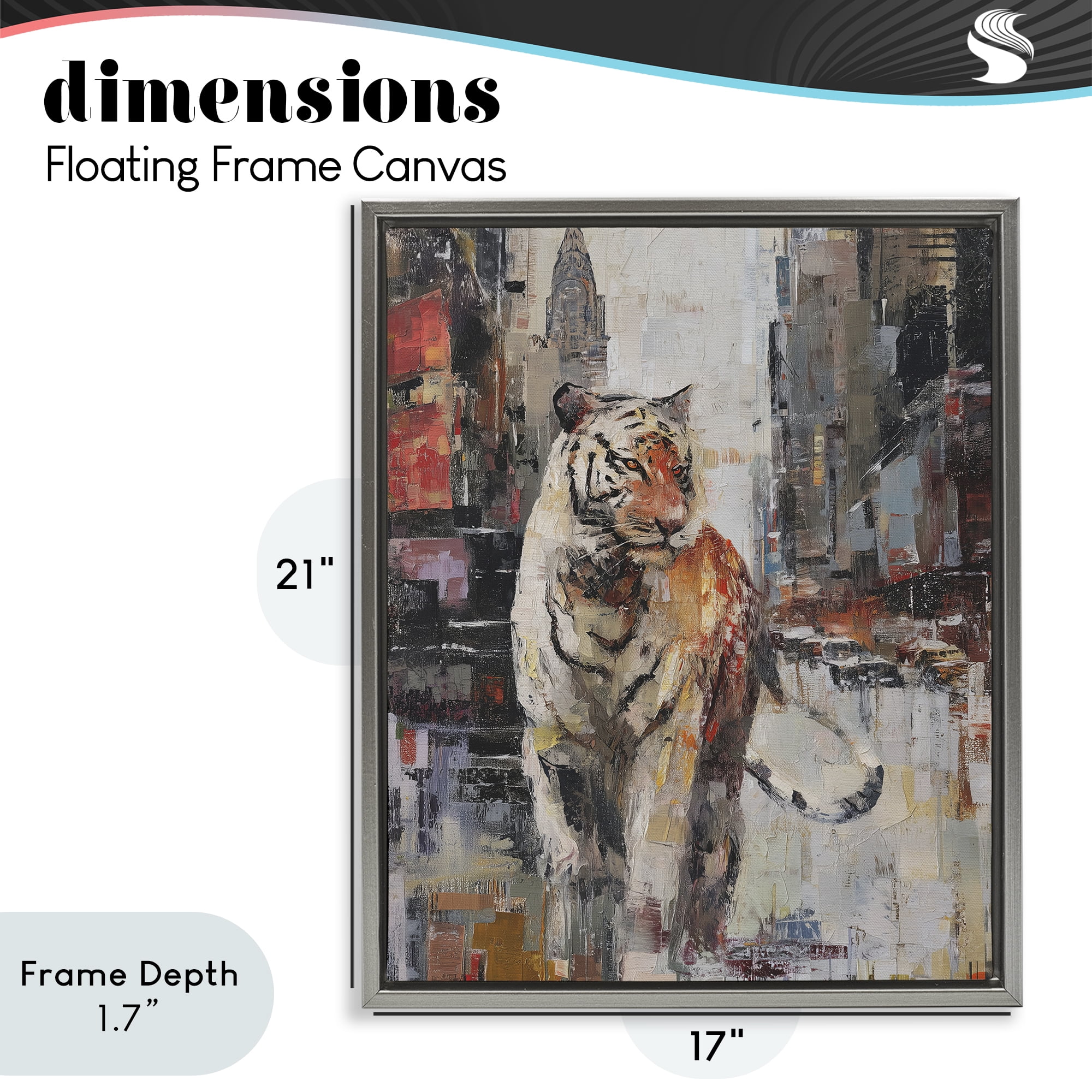 Stupell Industries Concrete Predator Roaming City Gray Framed Floater Canvas Wall Art, design by Svetlana Aleynikova