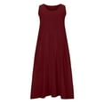 thumbnail image 6 of Summer Fashion Dresses for Womens 2025 Plus Size Casual Solid Color Sleeveless Cotton Linen Long Dress, 6 of 8