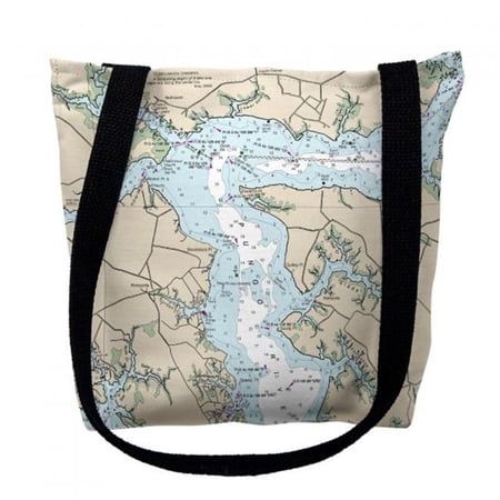 Pungo River NC Nautical Map Medium Tote Bag 16x16 - 16 inches x 16 inches