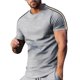 thumbnail image 1 of Tops para hombre, blusas y camisas de cuello redondo y manga corta para hombre. Camiseta deportiva informal de manga corta con rayas laterales y cuello redondo para hombre. Blusa para hombre., 1 of 5