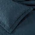 thumbnail image 4 of Chezmoi Collection Roswell Geometric Striped Solid Cotton Lightweight Quilt for All Seasons, 3-Piece Quilt Set, Queen, Dark Blue, 4 of 9