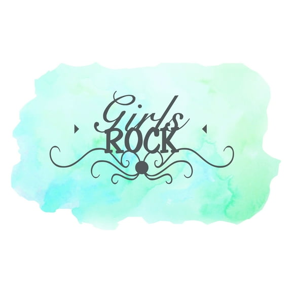 Girly Wall Decals for Girls Bedroom - Girls Rock on watercolor Background Girl DIY & Creativity Boy Girl Bedroom Wall Sticker - Size: 20 In x 12 In