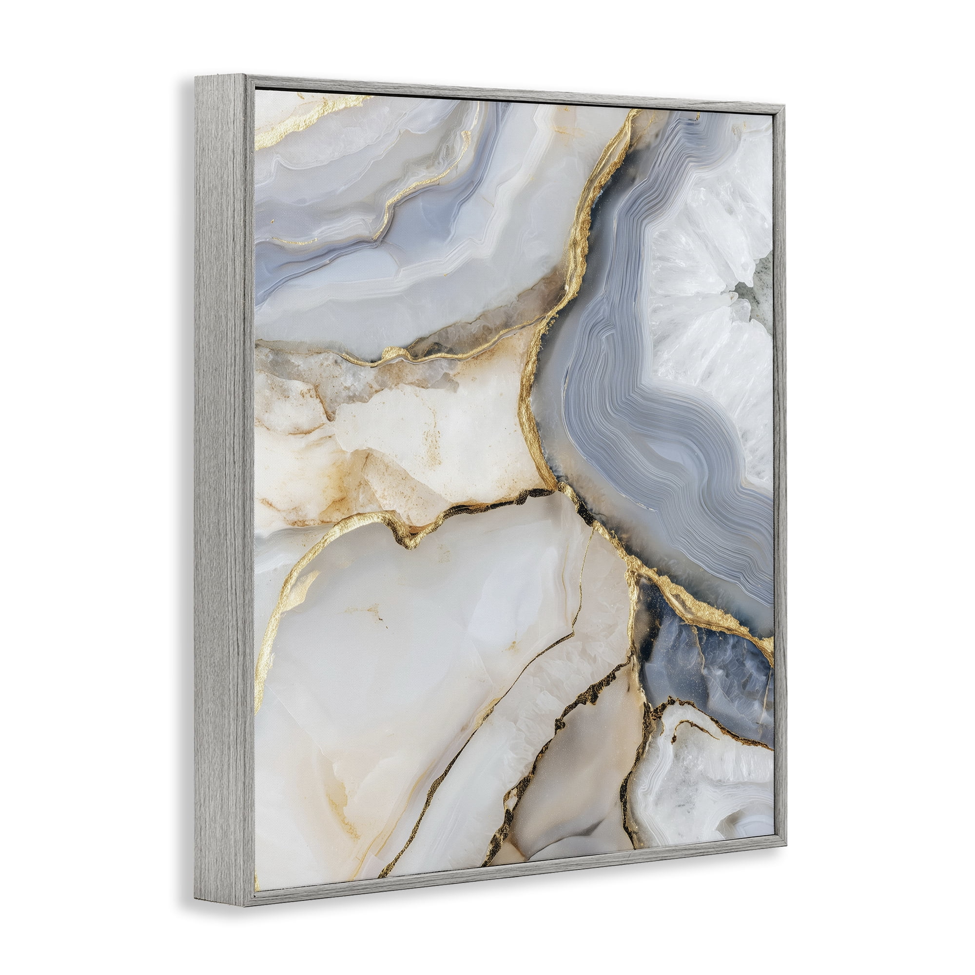 Stupell Industries White And Gray Geode Gray Framed Giclee Art, design by Svetlana Aleynikova
