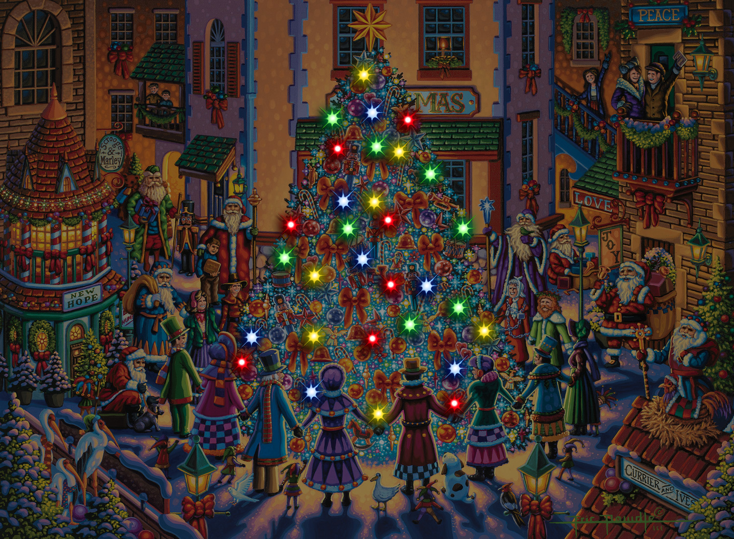 Ceaco Dowdle Spirit of Christmas Holiday Magic Light Up 500-Piece Interlocking Jigsaw Puzzle for Adults Ages 14+