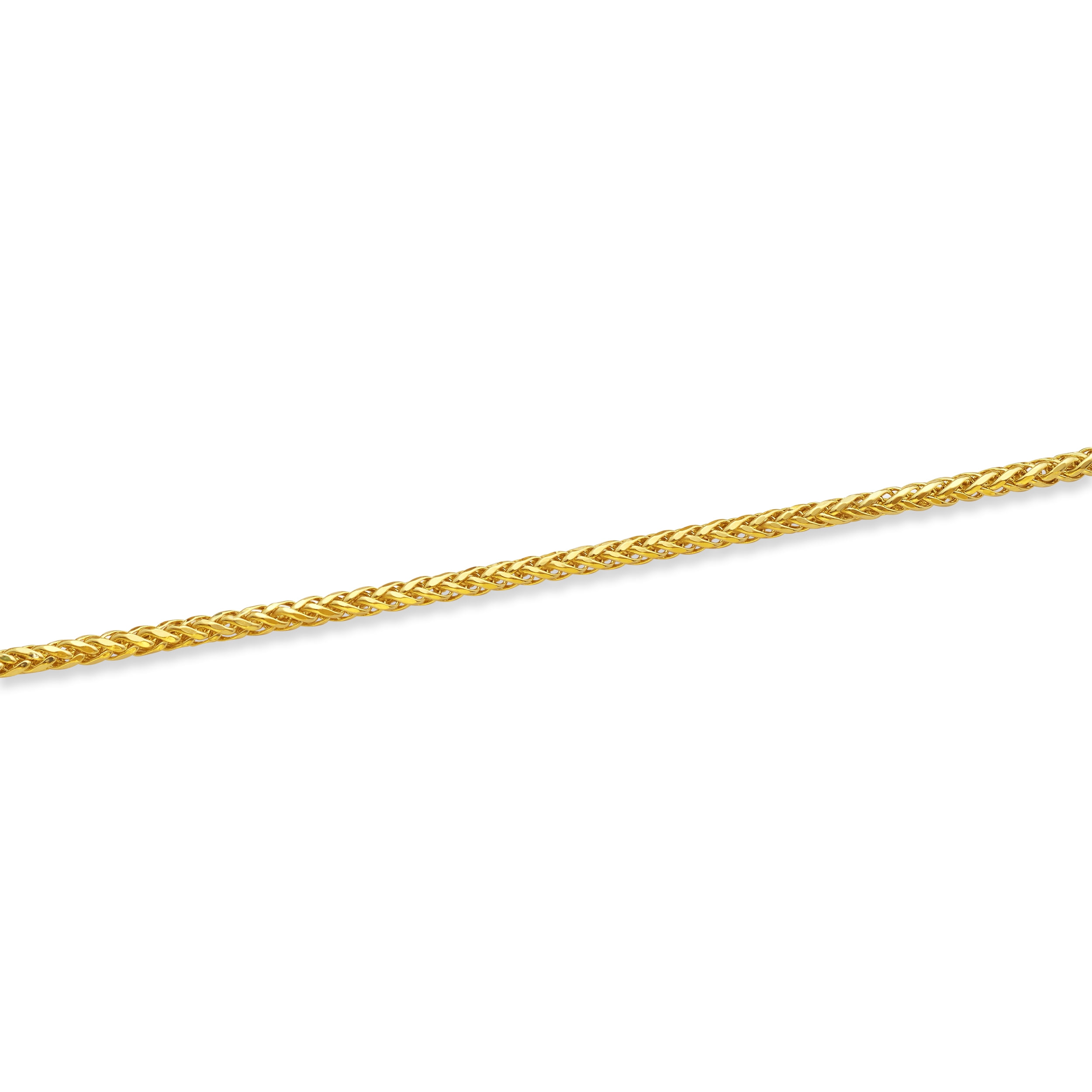LoveBling 10k Yellow Gold 2.5mm Palm Wheat Chain Women's Anklet with Lobster Lock (10")