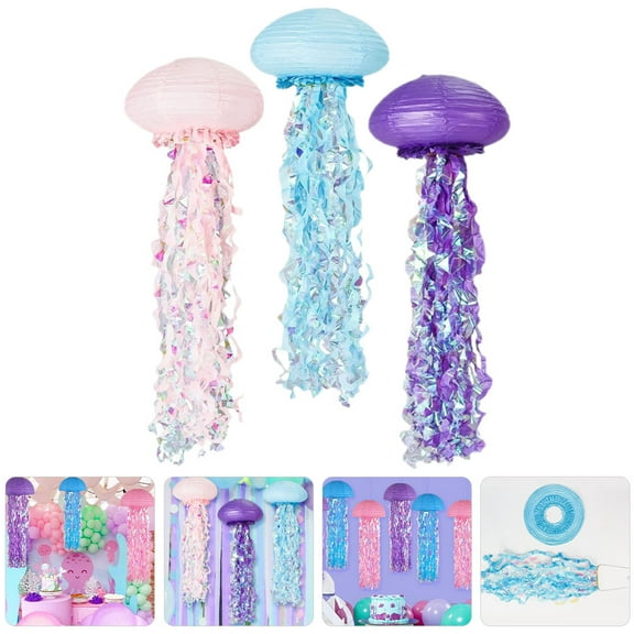 MLINS 3 Pcs Iridescent Party Decorations Jellyfish Lantern