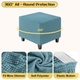 thumbnail image 3 of Ottoman Cover Square, Jacquard Ottoman Slipcover with Elastic Bottom for Living Room(Dark Blue, Middle Size), 3 of 7