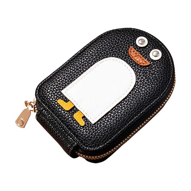 Cute Penguin Design Vertical Card Holder For Licenses And Credit Cards Adorable Home Textile Storage Organizer With Unique Litchi Pattern Idea