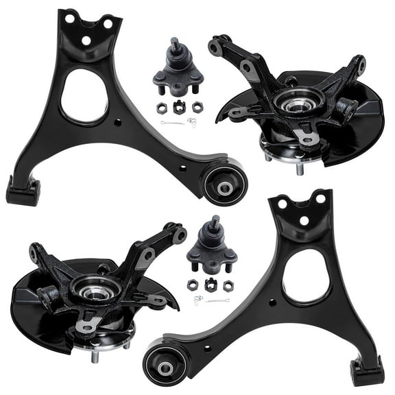 Detroit Axle - Front 6pc Steering Knuckles Kit for 06-11 Honda Civic, Steering Knuckle & Wheel Bearing Hubs Lower Control Arms Lower Ball Joints 2006 2007 2008 2009 2010 2011 Replacement