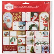 Holiday Time Traditional Peel 'N Stick Gift Tags, Gift Labels, Red, White & Gold, 100 Count