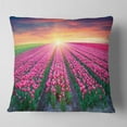 thumbnail image 2 of Designart Blooming Tulips at Sunrise - Photography Throw Pillow - 18x18, 2 of 5