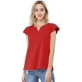 thumbnail image 2 of Camiseta Manga Tulipán Cuello En V Básico Allegra K Rojo L, 2 of 5