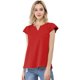 thumbnail image 2 of Camiseta Manga Tulipán Cuello En V Básico Allegra K Rojo L, 2 of 5