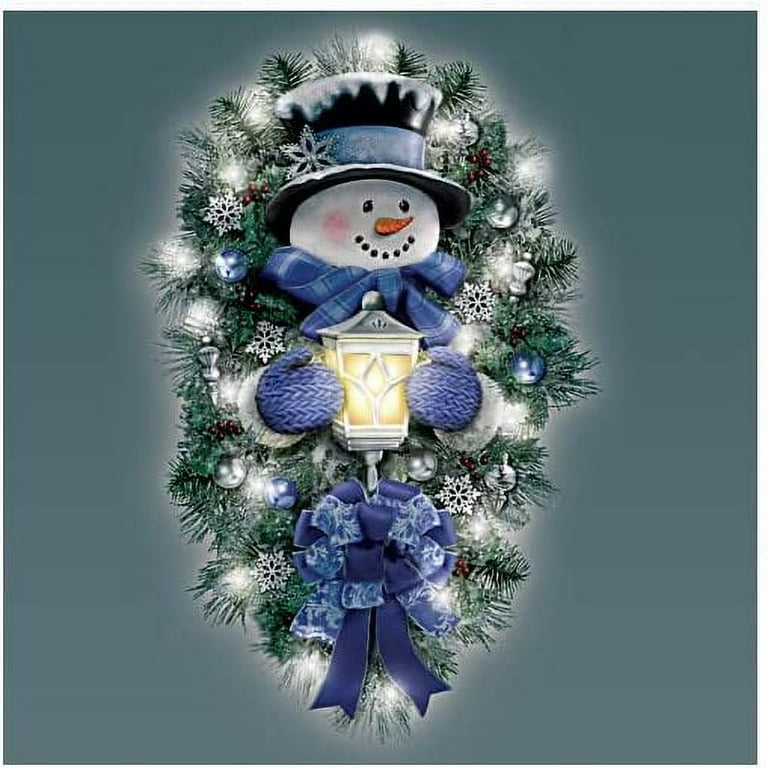 Top Snowman Village Lighted Wreath By Lenox