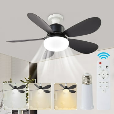 LOFTER-Pro Ceiling Fans with Lights, 20.5 inch Low Profile Ceiling Fan and Remote Control Modern Flush Mount Black Ceiling Fans, Dimmable 3 Colors ,3 Speeds, 5 Blades for Bedroom, Kitchen