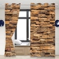 thumbnail image 3 of Vintage Brick Wall Blackout Window Curtains Western Rustic Farmhouse Brown Stone Brick Wall Window Drapes For Living Room Bedroom 52"W x 96"L, 3 of 6