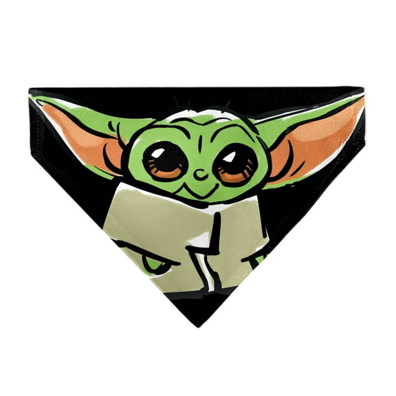 Star Wars Pet Bandana Star Wars Grogu Baby Yoda Smiling Impression Painting Black Slip On Collar Bandana Only