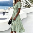 thumbnail image 5 of Maxi Dresses for Women Crossover Wrap V Neck Short Sleeve Summer Dress Elastic High Waist A-Line Casual Party Work Dress, 5 of 7
