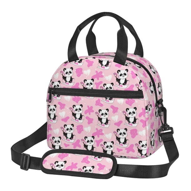 Disketp Funny Panda Draws A Heart Lonchera Térmica para Mujer y Hombre, Bolsa de Almuerzo Reutilizable e Impermeable para Trabajo, Viajes y Picnic