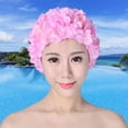 thumbnail image 2 of Gorra 3D Flor Baño Transpirable Deportes acuáticos Sombrero Piscina Accesorios Rosa JShteea  El nuevo, 2 of 3