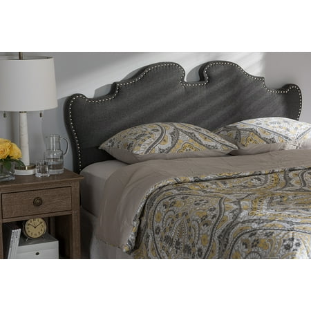 Baxton Studio Dalton Modern And Contemporary Dark Grey Fabric Full Size Headboard