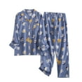 thumbnail image 2 of Pajamas for Women Set Casual Flannelette Nightgown Homewear Cartoon Long Sleeve Pants Set Blue Lounge Sets for Women L, 2 of 6