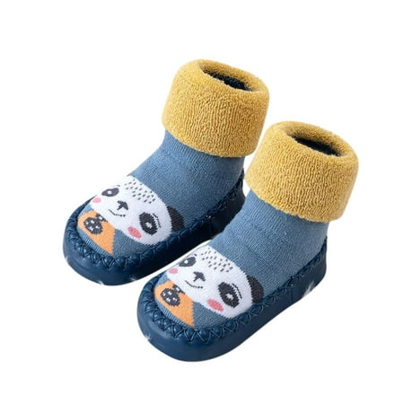 

kpoplk Toddler Walking Shoes Autumn And Winter Cute Children Toddler Shoes Flat Bottom Non Slip Socks Shoes Slippers For Kids(B)