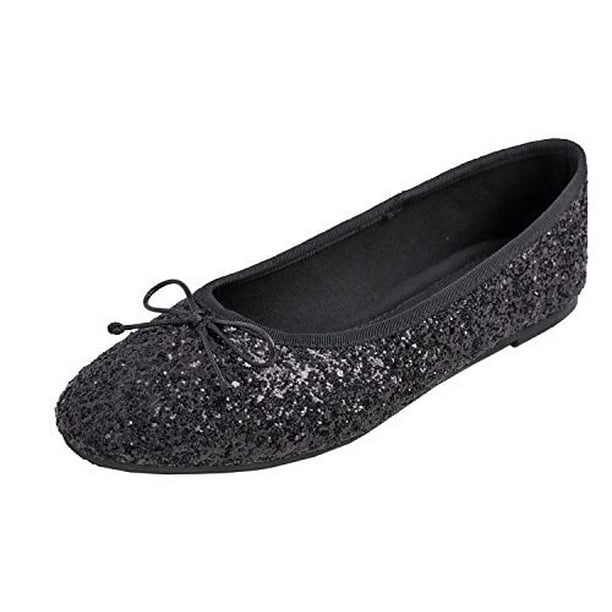 Feversole Women's Sparkle Memory Foam Cushioned Colorful Shiny Ballet