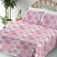 thumbnail image 3 of Ambesonne Floral Fitted & Flat Sheet with Shams 4 Pcs Set, Spring Flowers Print Artwork, King, Pale Pink Lilac and Rose, 3 of 5