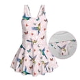 thumbnail image 6 of COEQINE Girls One Piece Swimsuit with Skirt & Built-in Brief Liner, Tank Neck Bathing Suit for Kids 3-4 Years, Polyester Spandex Swim Dress for Swim Lessons, Hummingbird Butterfly Heart, 6 of 8