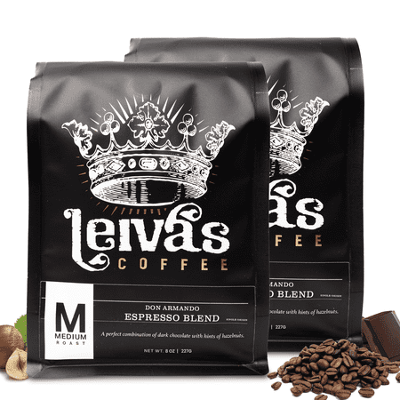 Leiva’s Medium Roast Espresso Beans (8oz), Roasted to Order, Micro-Lot Guatemalan Beans – Don Armando Espresso Coffee Bean w/ Chocolate, Citrus & Hazelnut Notes - Smooth, Low Acidity Roast (2 Pack)