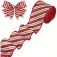 thumbnail image 1 of FOCUSNORM Christmas Tree Ribbons Contrast Color Stripe Pattern Wide Christmas Mesh Ribbons for Tree and Wrapping Presents, 1 of 8