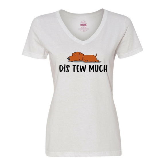 Inktastic Napping Dis Tew Much Daschund Weiner Dog Brown Women's V-Neck T-Shirt