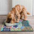 thumbnail image 2 of Boho Retro Floral Pet Feeding Mat-Colorful Floral Absorbent Pet Placemat for Food and Water Bowl, with Waterproof Rubber Backing, Quick Dry Water Dispenser Mat for Dog and Cat (16"x24"), 2 of 7