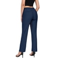 thumbnail image 3 of Little Donkey Andy Women's Stretchy Straight Leg Dress Pants Business Casual Elastic Waist Cropped Work Pants with Pockets Blue S, 3 of 7