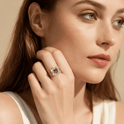 Adjustable Green CZ Ring for Women, Gold Tone Copper Cluster Ring