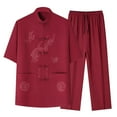 thumbnail image 2 of Awdenio Mens 2 Piece Summer Outfit Traditional Long Sleeve Tang Kung Fu Uniform Men's Shirt and Pants Set, 2 of 3