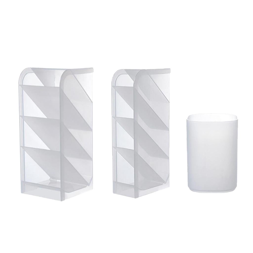 kowaku 3xPlastic Desktop Stationary Organizer Paint Markers Pen Holder Rack White 3 Pcs