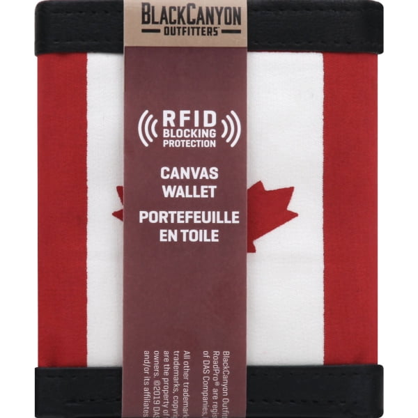 BLACKCANYON OUTFITTERS R 803CA RFID LEATHER CANVAS TRIFOLD WALLET WITH