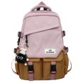 thumbnail image 1 of Women Backpack Contrast Color Book Bags for Teenage Girls with Pendant  School Backpack  White, 1 of 10