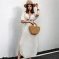 thumbnail image 6 of Women'S Embroidered Floral Maxi Dress, White, Loose Fit, V-Neck White S, 6 of 10