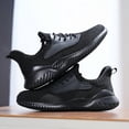 thumbnail image 5 of Men's All-Black Breathable Knit Running Shoes, Lightweight Lace-Up Athletic Sneakers, Non-Slip Casual Footwear for Gym, Walking, and Everyday Activities, 5 of 10