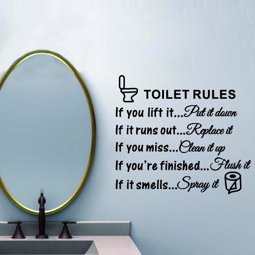 Bathroom Rules wall decal removable sticker quote words room shower restroom
