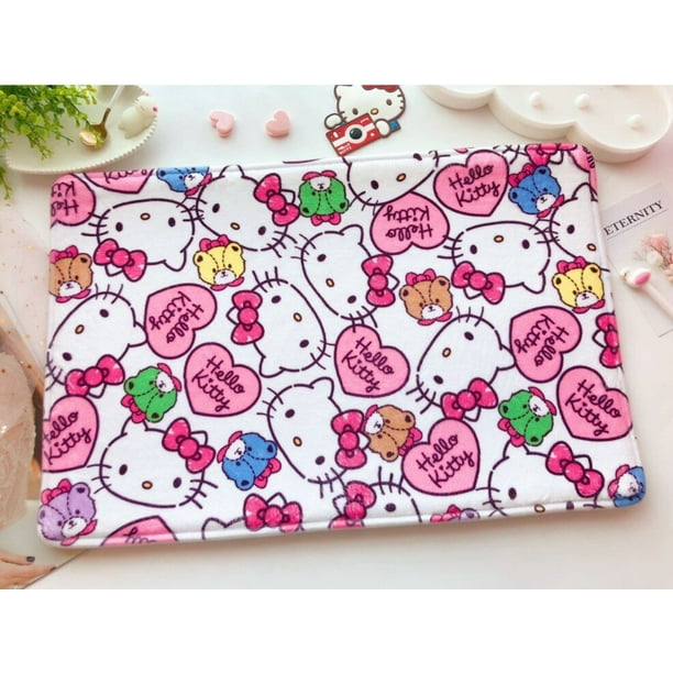 Sanrio-alfombra de franela de Hello Kitty para habitación de niños, decoración de dormitorio, cocina, alfombrilla para puerta de inodoro Fivean unisex