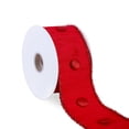 thumbnail image 5 of 3 in. Dupioni Red Button Ribbon with Red Tinsel Piping, 5 of 5