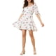 thumbnail image 1 of INSPIRE CHIC Vestido Mini A-Line de Manga Abullonada con Escote Corazón Floral L Blanco, 1 of 6