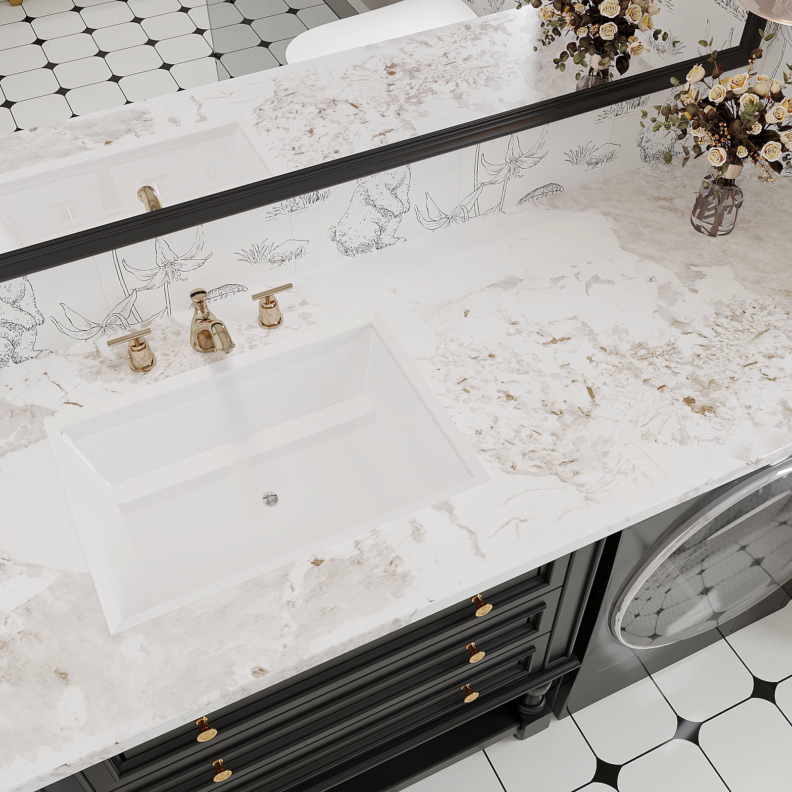VEELIKE Onyx White Marble Contact Paper for Countertops Waterproof Peel and Stick Wallpaper 15.7"x354" Peel and Stick Countertops for Kitchen Bathroom White Vinyl Marble Wallpaper for Counter Table